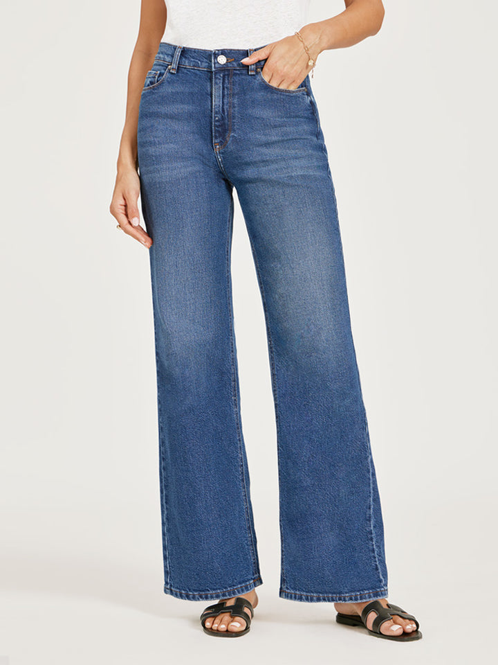 High Rise Wide Leg jeans in Gilmore denim, front view