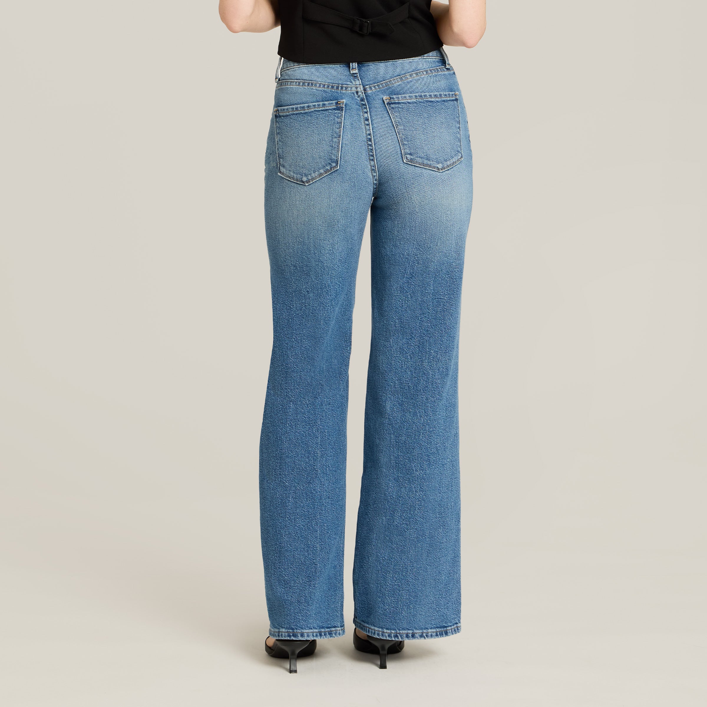 Women wearing Medium Blue High Rise Wide Leg Gilmore