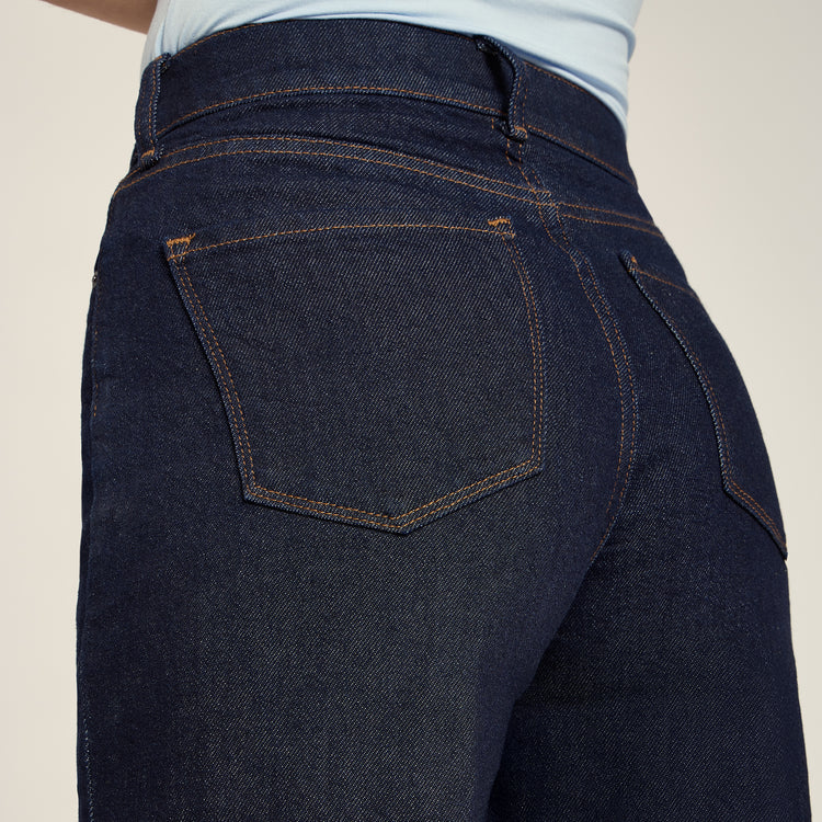 Women wearing Dark Blue High Rise Wide Leg Gilmore