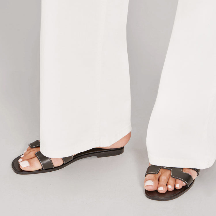 Women wearing Bone High Rise Wide Leg Mercer