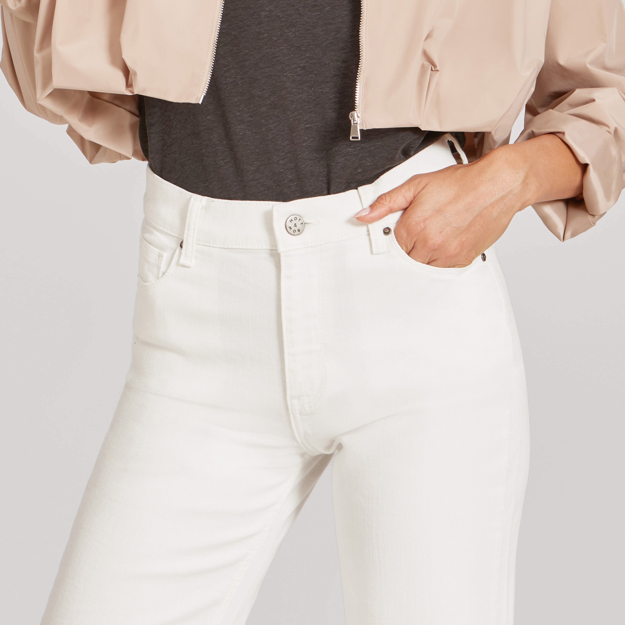 Women wearing Bone High Rise Wide Leg Mercer