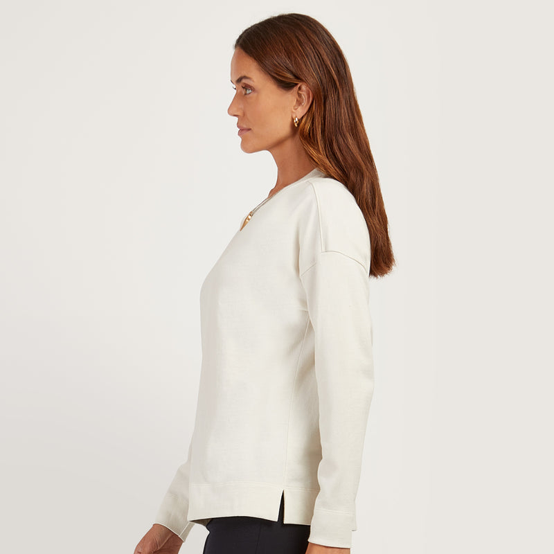 Women wearing Vintage White Cotton Jersey Oversized Long Sleeve Tee - Pre Order tees