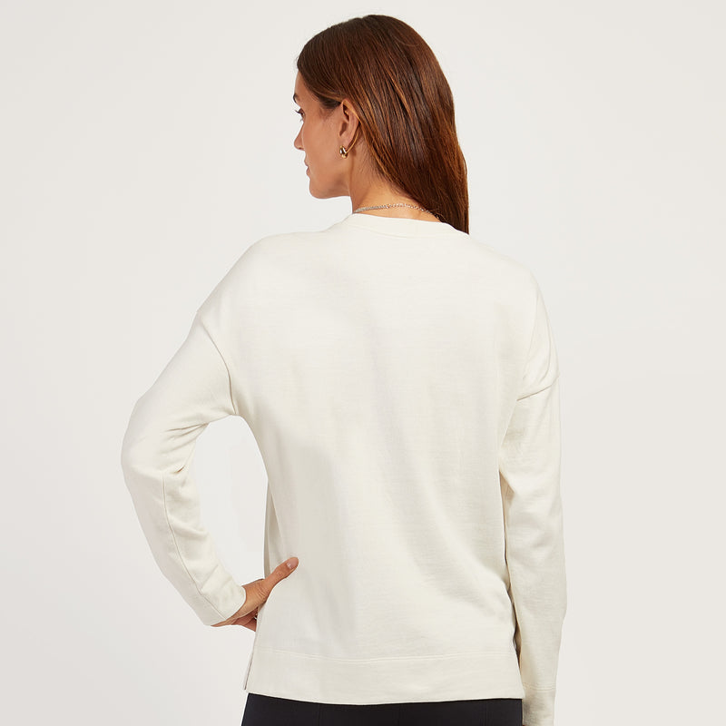 Women wearing Vintage White Cotton Jersey Oversized Long Sleeve Tee - Pre Order tees