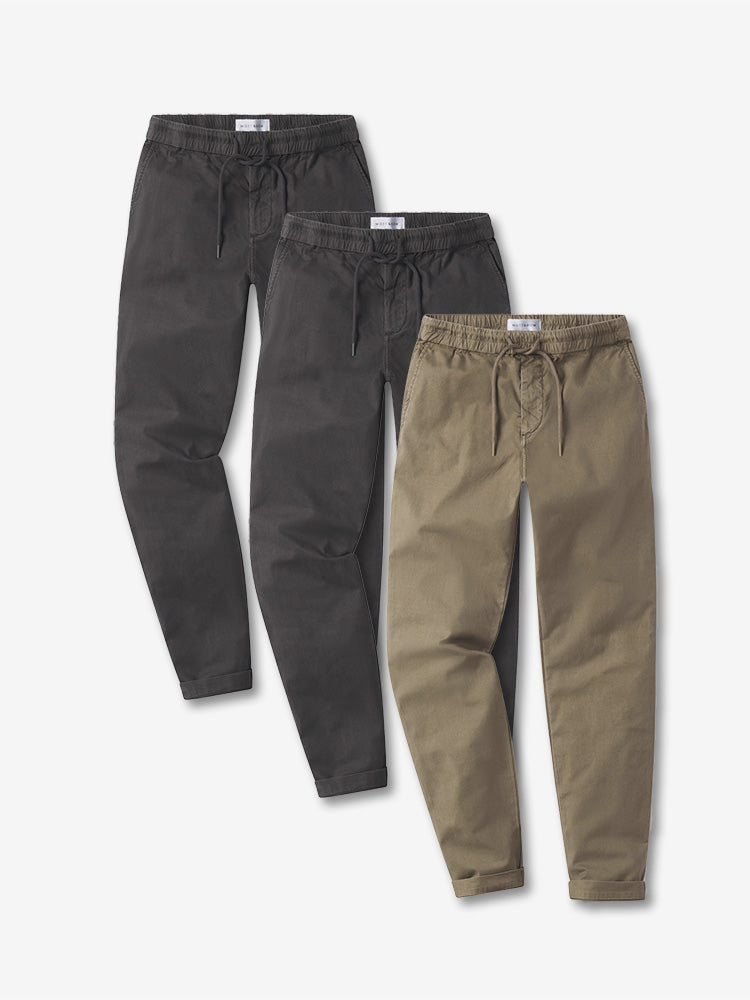 Men wearing Dark Gray/Dark Gray/Khaki The Leisure Pants 3-Pack