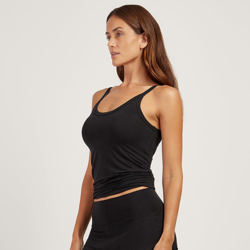 Women wearing Black Lounge Scoop Neck Cami - Pre Order lounge
