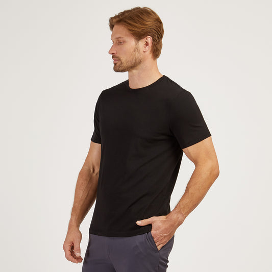 Luxe Stretch Tee Black Crew tees
