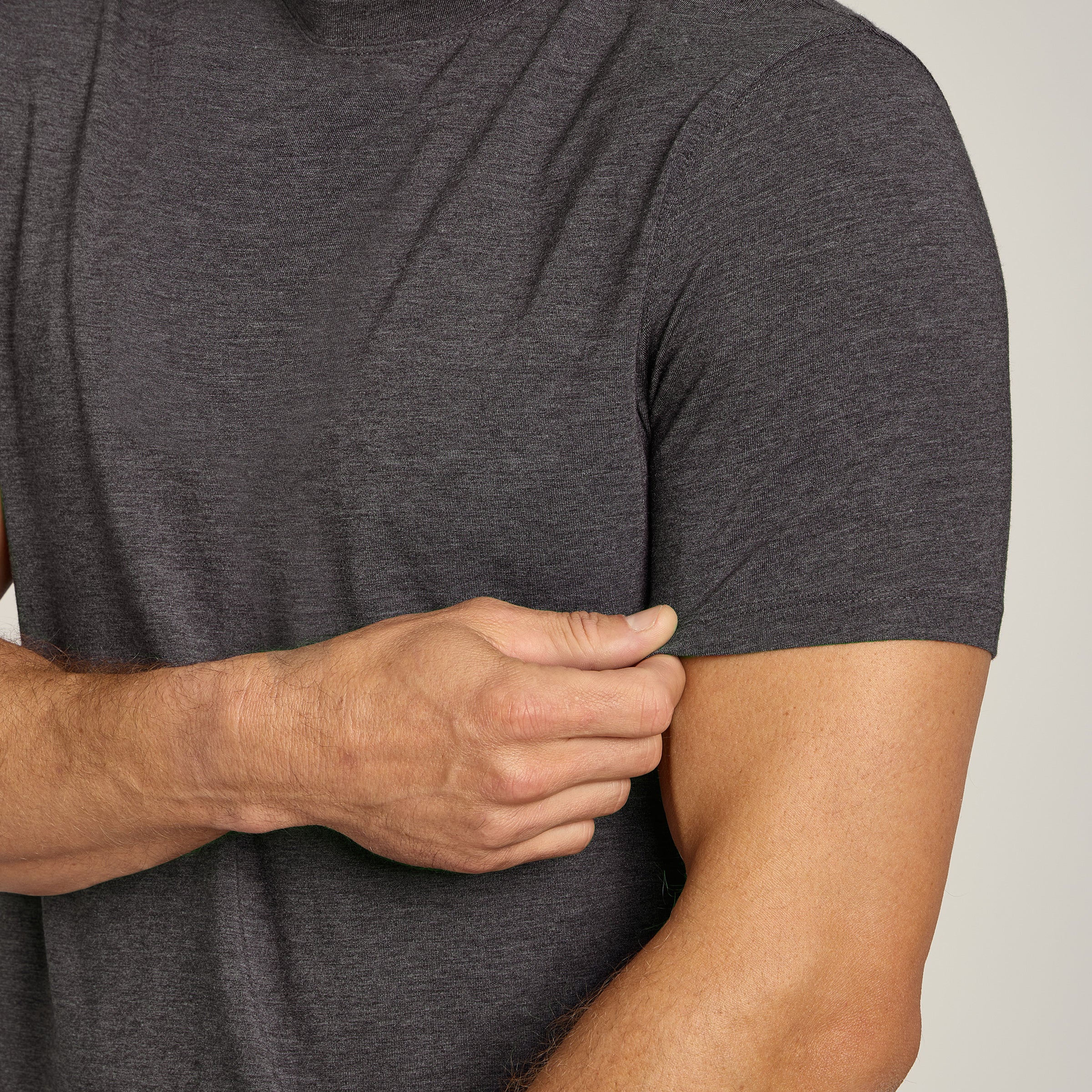 Men wearing Charcoal Heather Luxe Stretch Tee