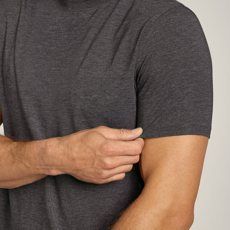 Men wearing Charcoal Heather Luxe Stretch Tee