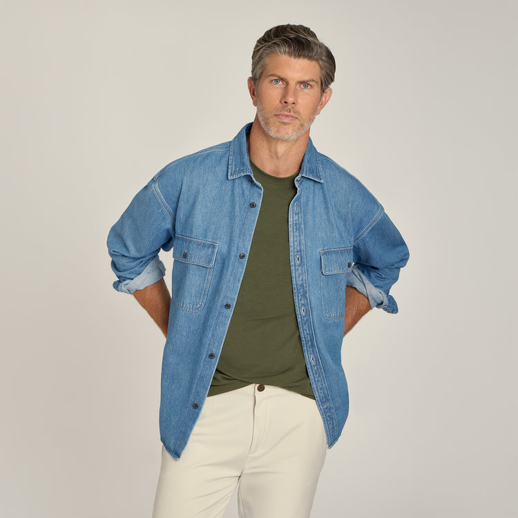 Men wearing Dark Olive Luxe Stretch Tee