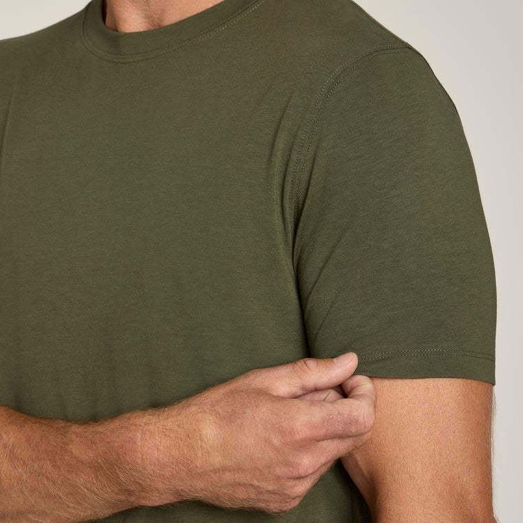 Men wearing Dark Olive Luxe Stretch Tee