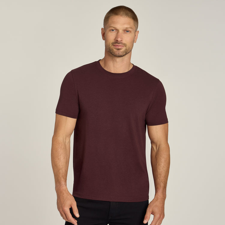 Men wearing Maroon Luxe Stretch Tee