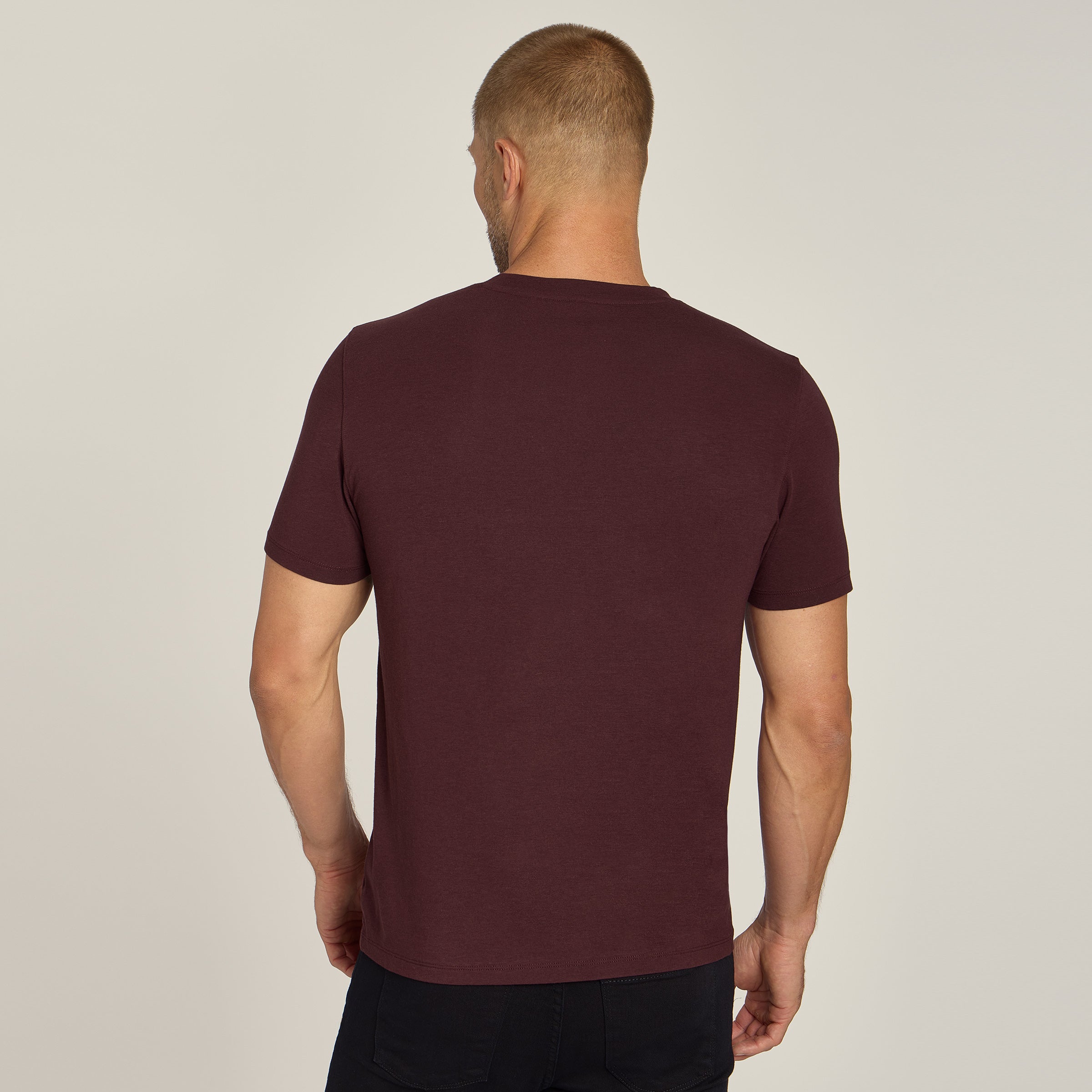 Men wearing Maroon Luxe Stretch Tee