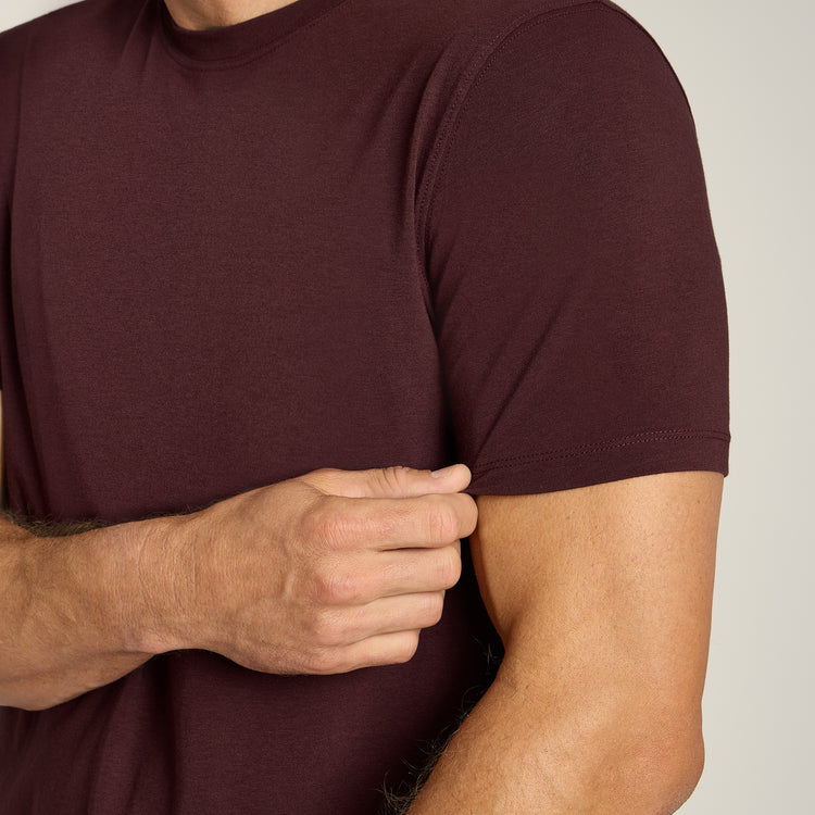 Men wearing Maroon Luxe Stretch Tee