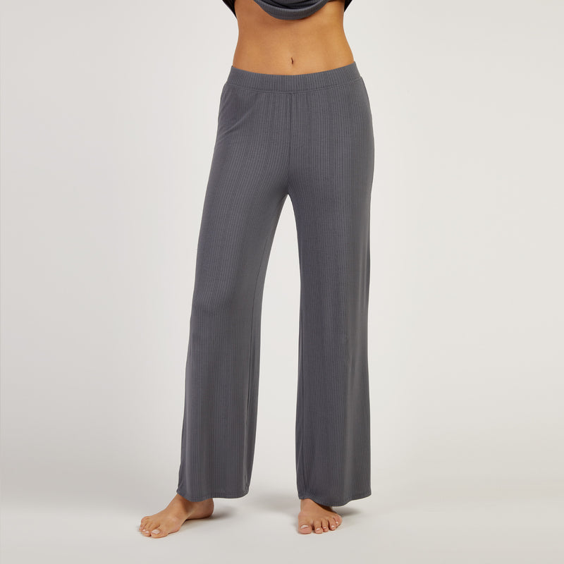 Women wearing Granite Lounge Wide Leg Pants - Pre Order lounge