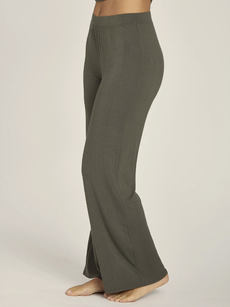  wearing Black Lounge Wide Leg Pants - Pre Order lounge