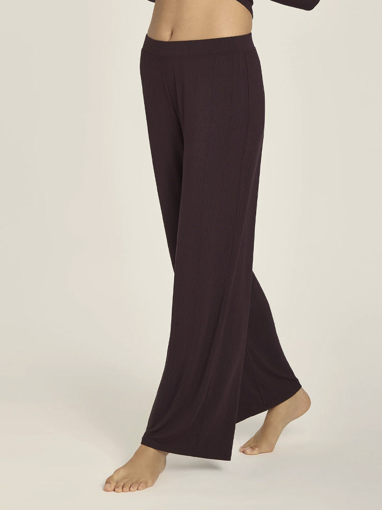  wearing Black Lounge Wide Leg Pants - Pre Order lounge