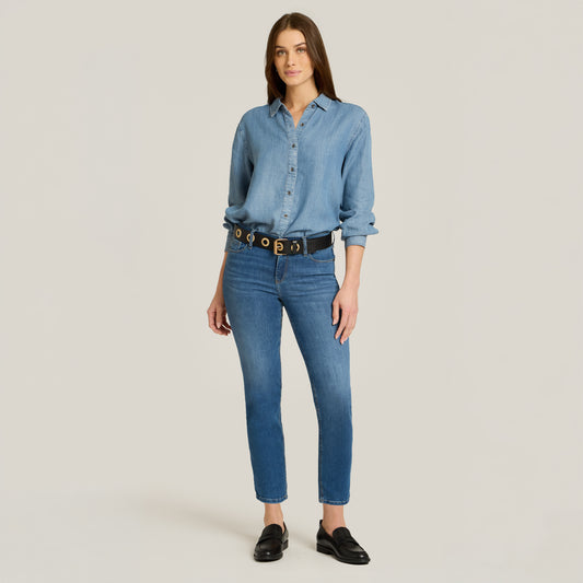 Mid Rise Slim Cropped Leg Logan Jeans Medium Blue Mid-Rise jeans
