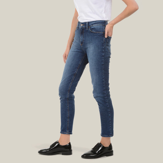 Ridge High Rise Slim Mom Jeans Bleu  Médium/Foncé Mom jeans