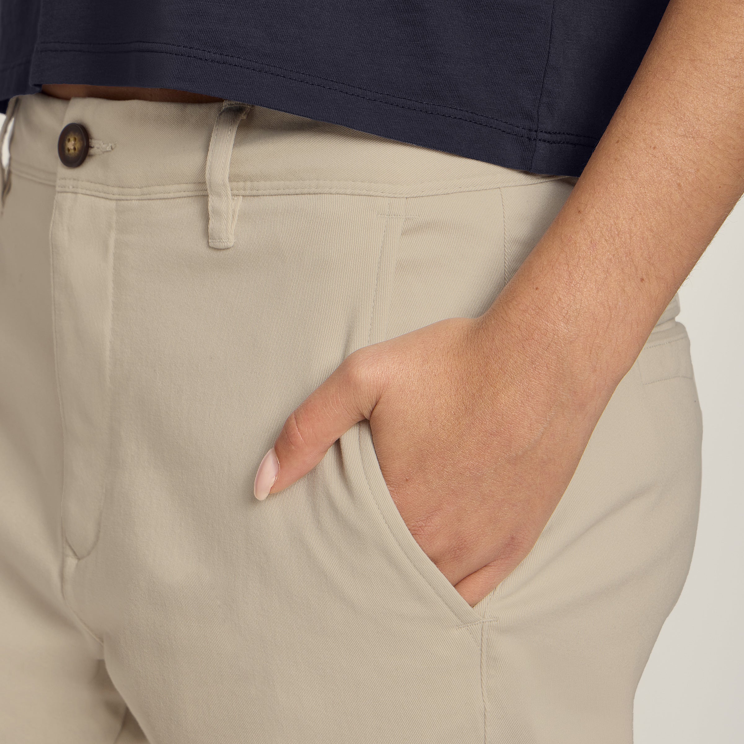 Women wearing Ecru Unisex Chino Pants