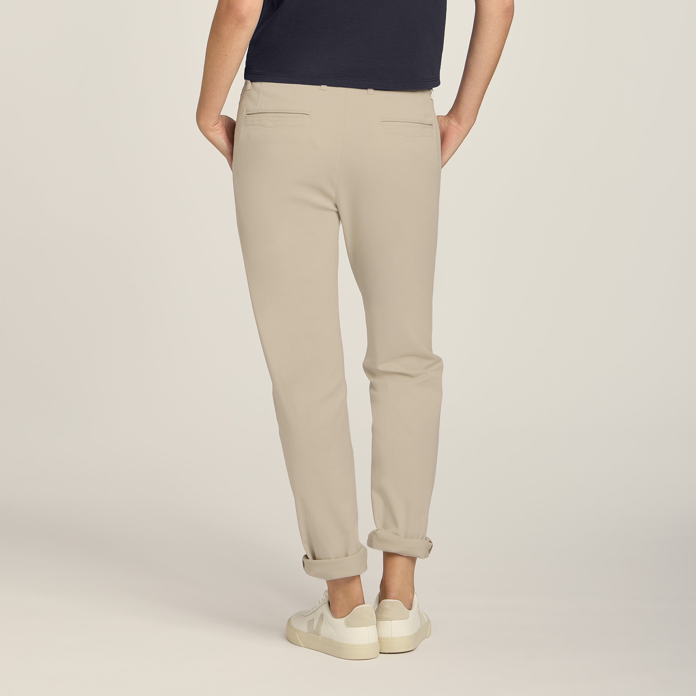 Women wearing Ecru Unisex Chino Pants