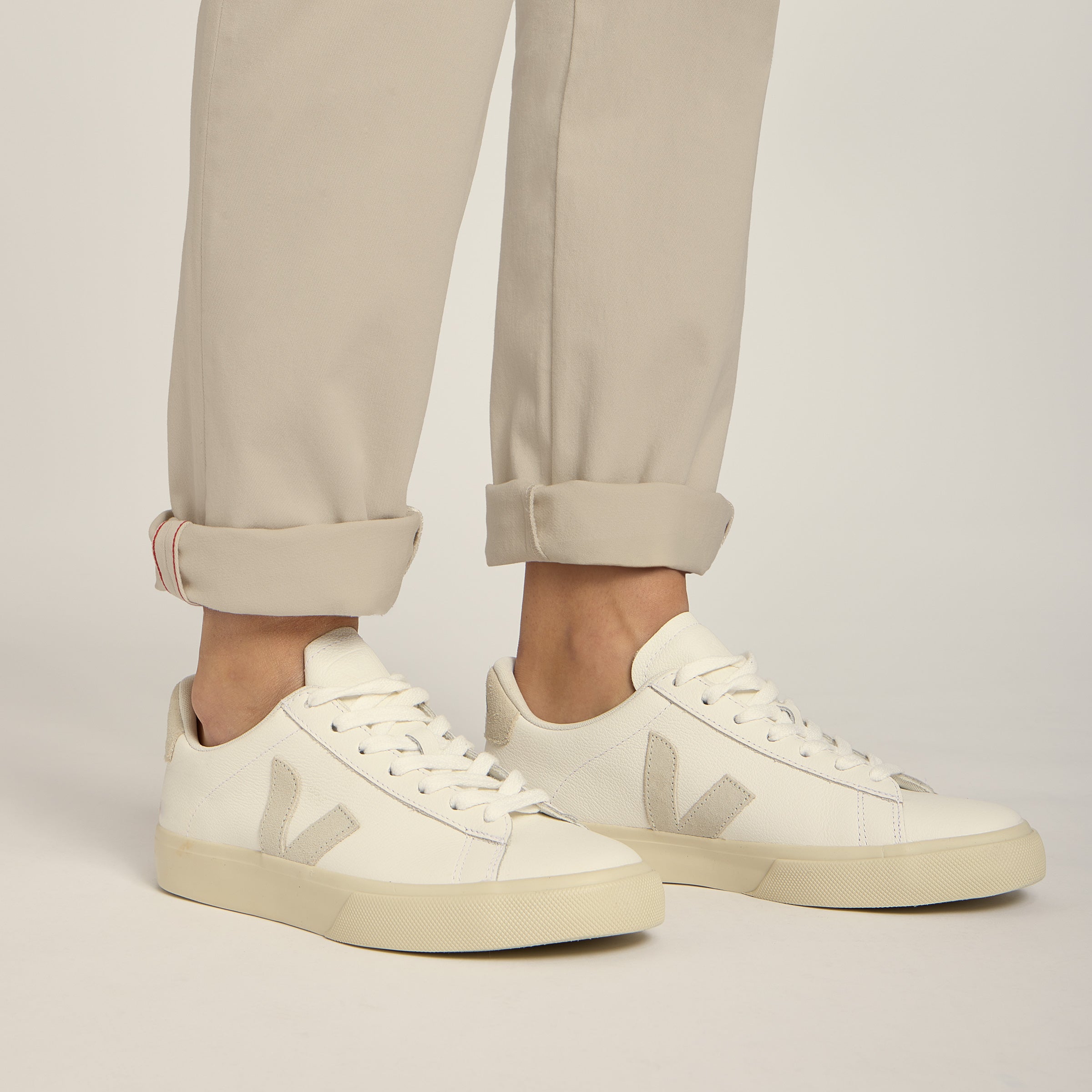 Women wearing Ecru Unisex Chino Pants