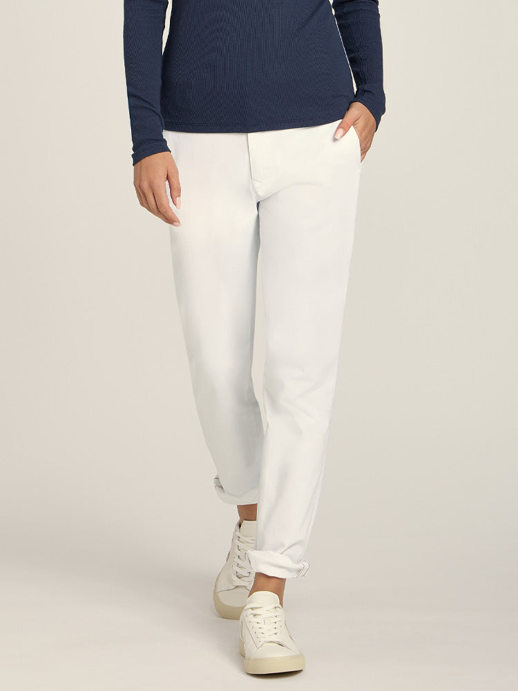 Women wearing White Unisex Chino Pants