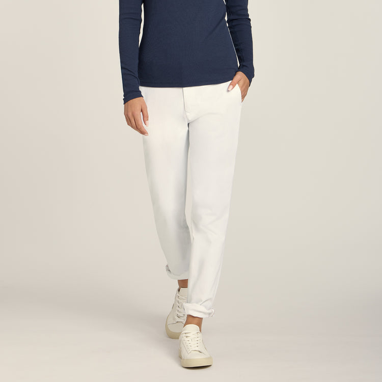 Women wearing White Unisex Chino Pants