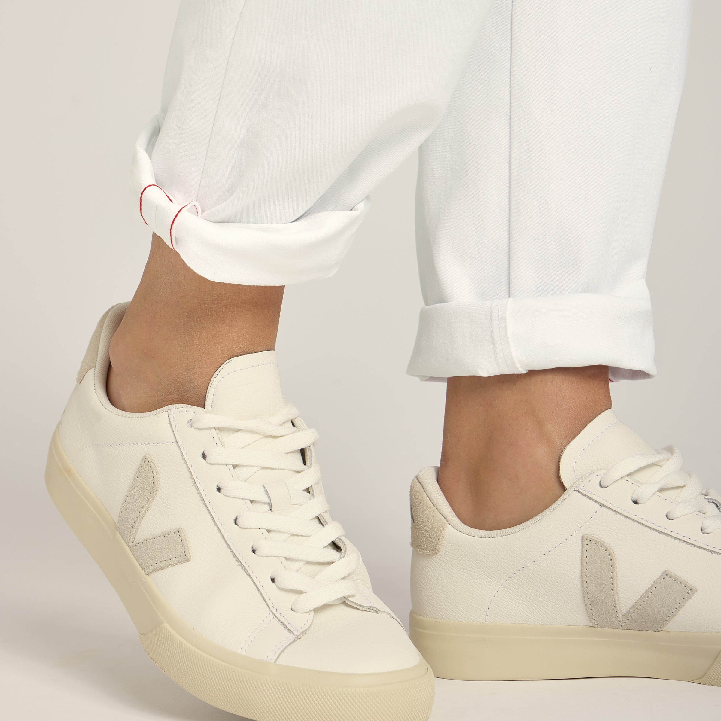 Women wearing White Unisex Chino Pants