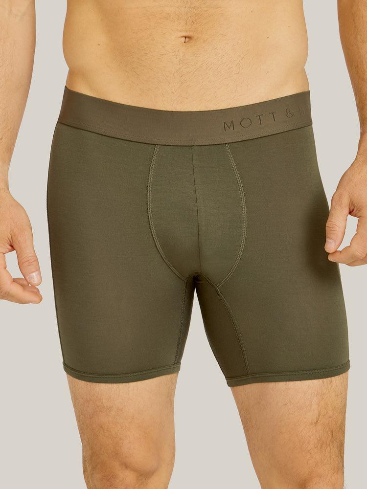 Men wearing Dark Moss Second Skin Boxer Brief