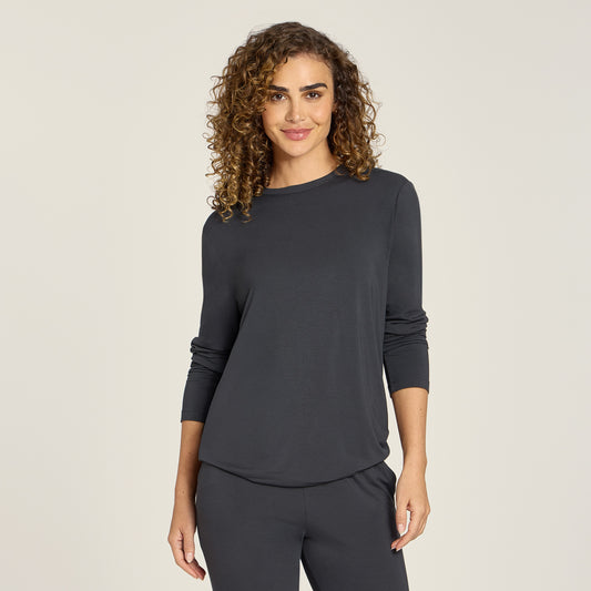 Unisex Pajama Long Sleeve Crew Neck Dark Gray long-sleeve pajamas