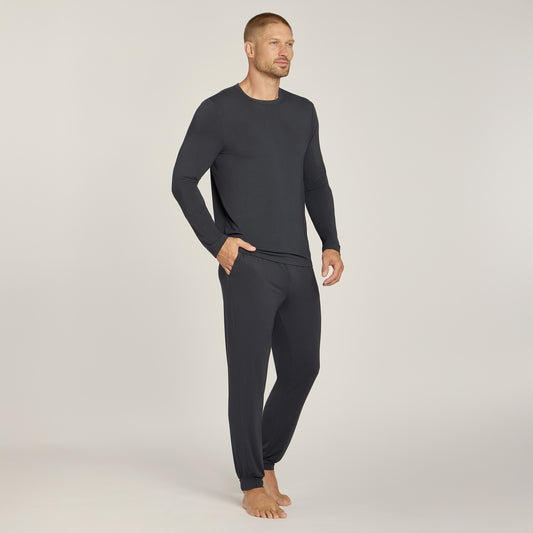 Pajama Long Sleeve Crew Neck Dark Gray long-sleeve pajamas