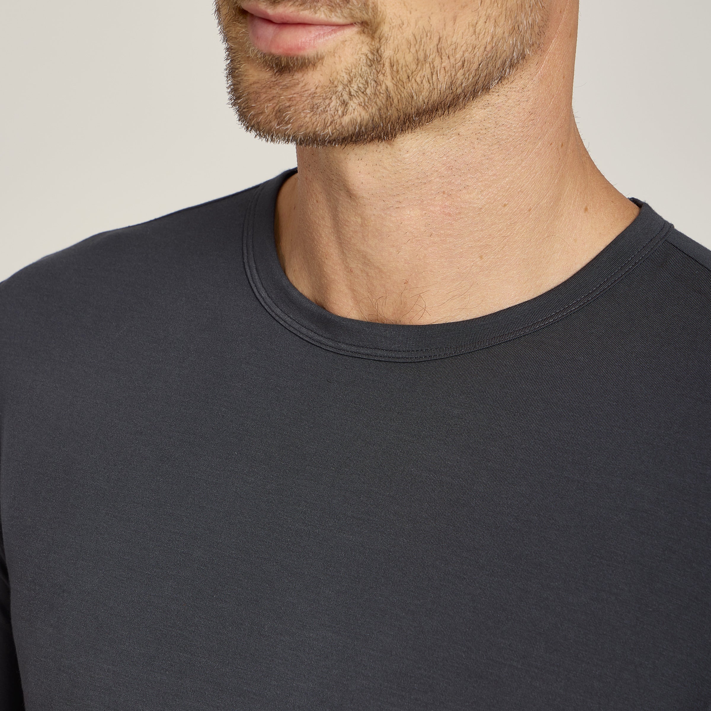 Men wearing Dark Gray Unisex Pajama Long Sleeve Crew Neck