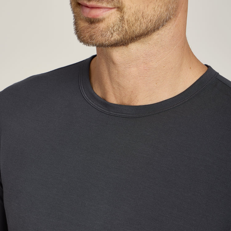 Men wearing Dark Gray Unisex Pajama Long Sleeve Crew Neck