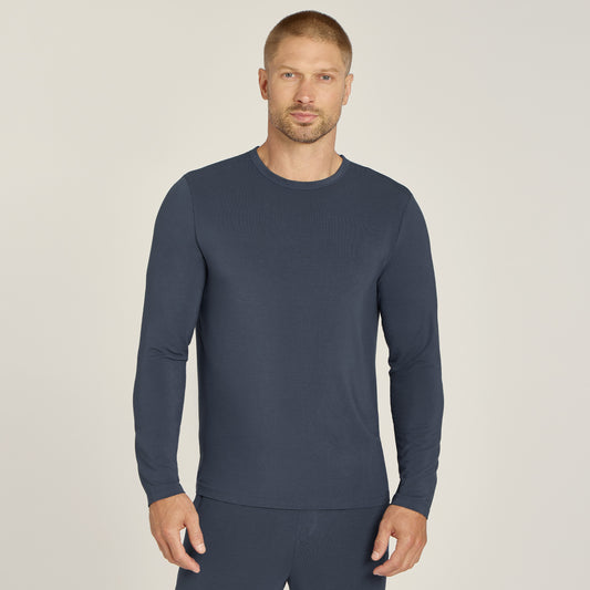 Unisex Pajama Long Sleeve Crew Neck Graphite Blue long-sleeve pajamas