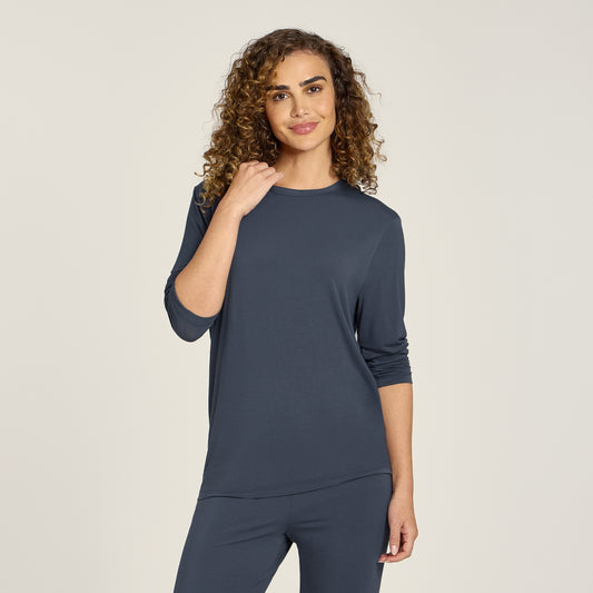 Unisex Pajama Long Sleeve Crew Neck Graphite Blue long-sleeve pajamas