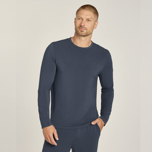 Unisex Pajama Long Sleeve Crew Neck Graphite Blue long-sleeve pajamas