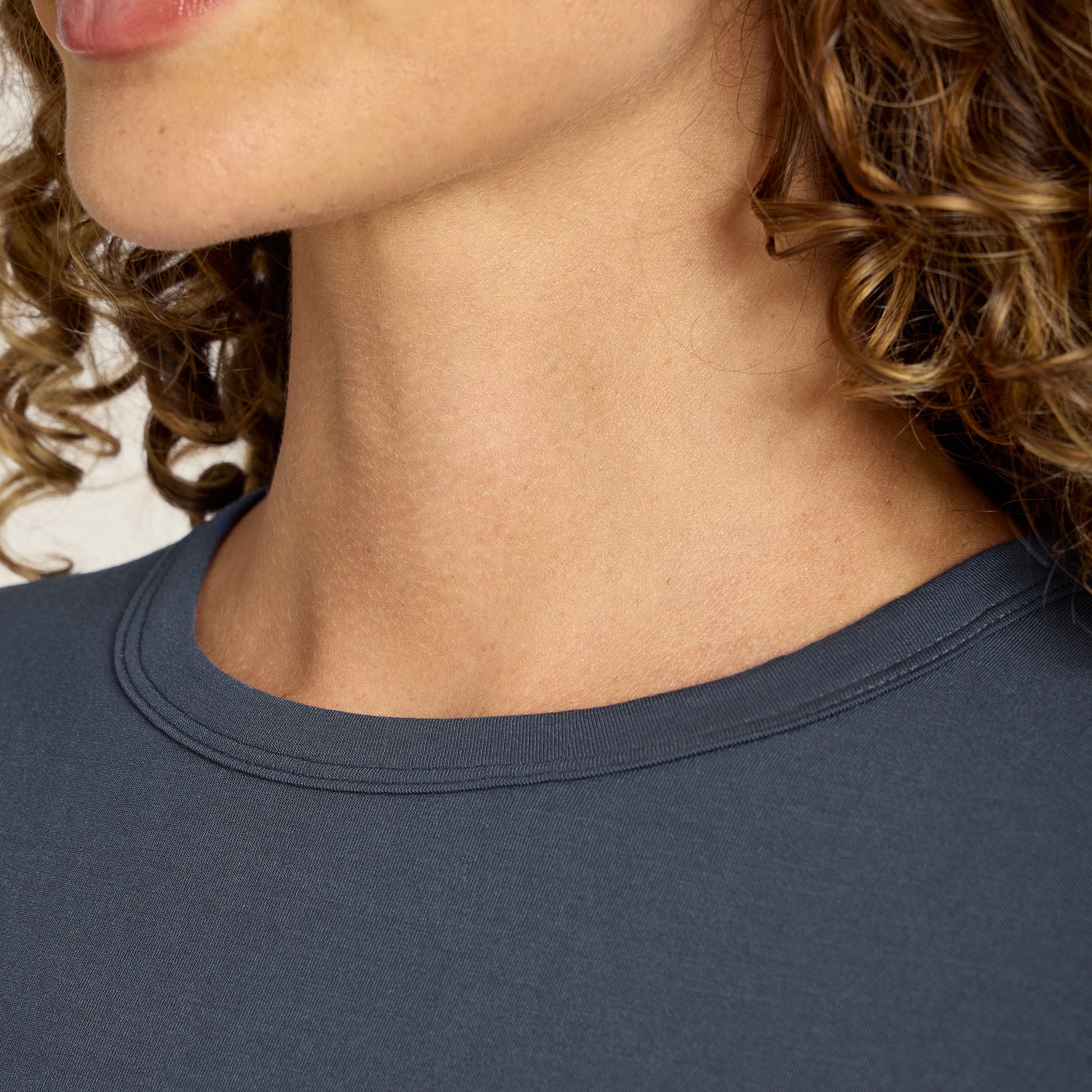 Men wearing Graphite Blue Unisex Pajama Long Sleeve Crew Neck