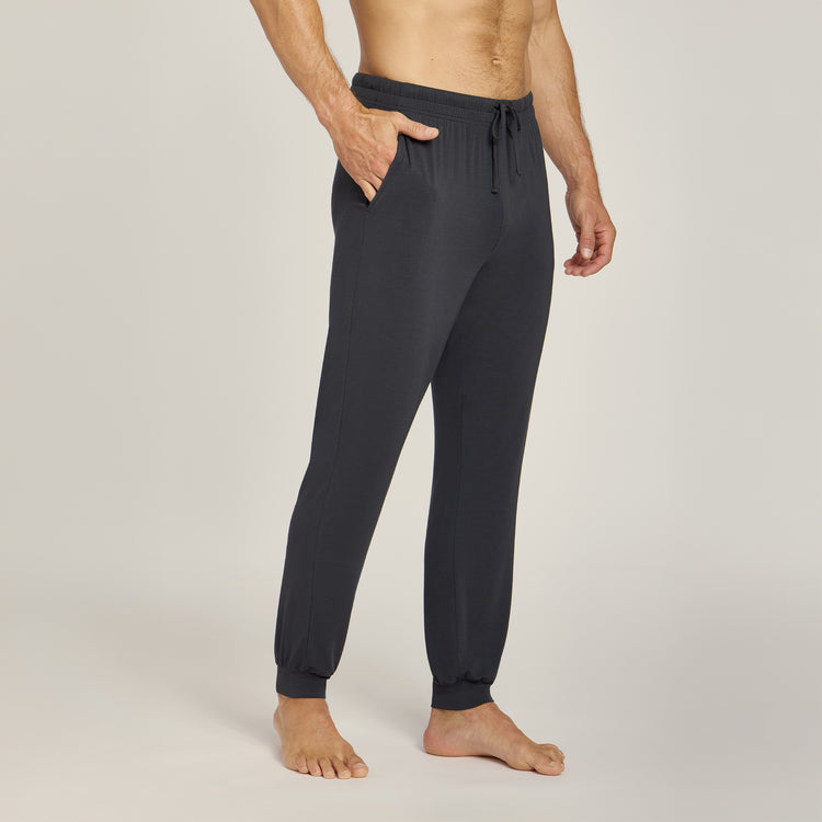 Men wearing Dark Gray Unisex Pajama Pants