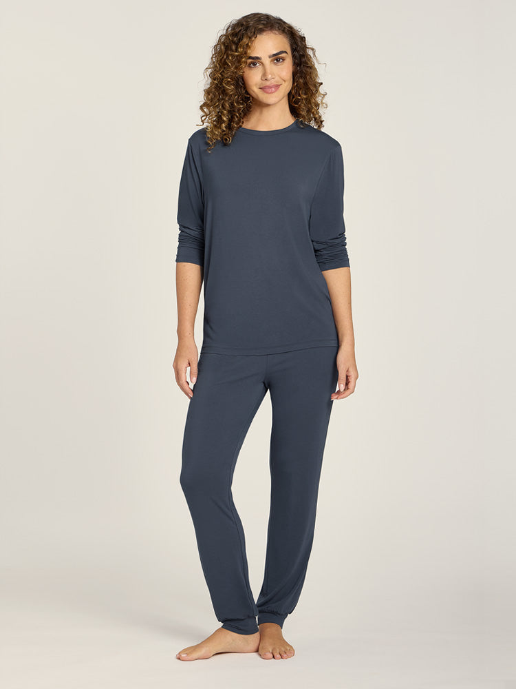 Men wearing Graphite Blue Unisex Pajama Pants