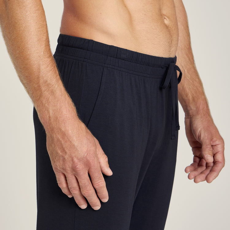 Men wearing Navy Unisex Pajama Pants