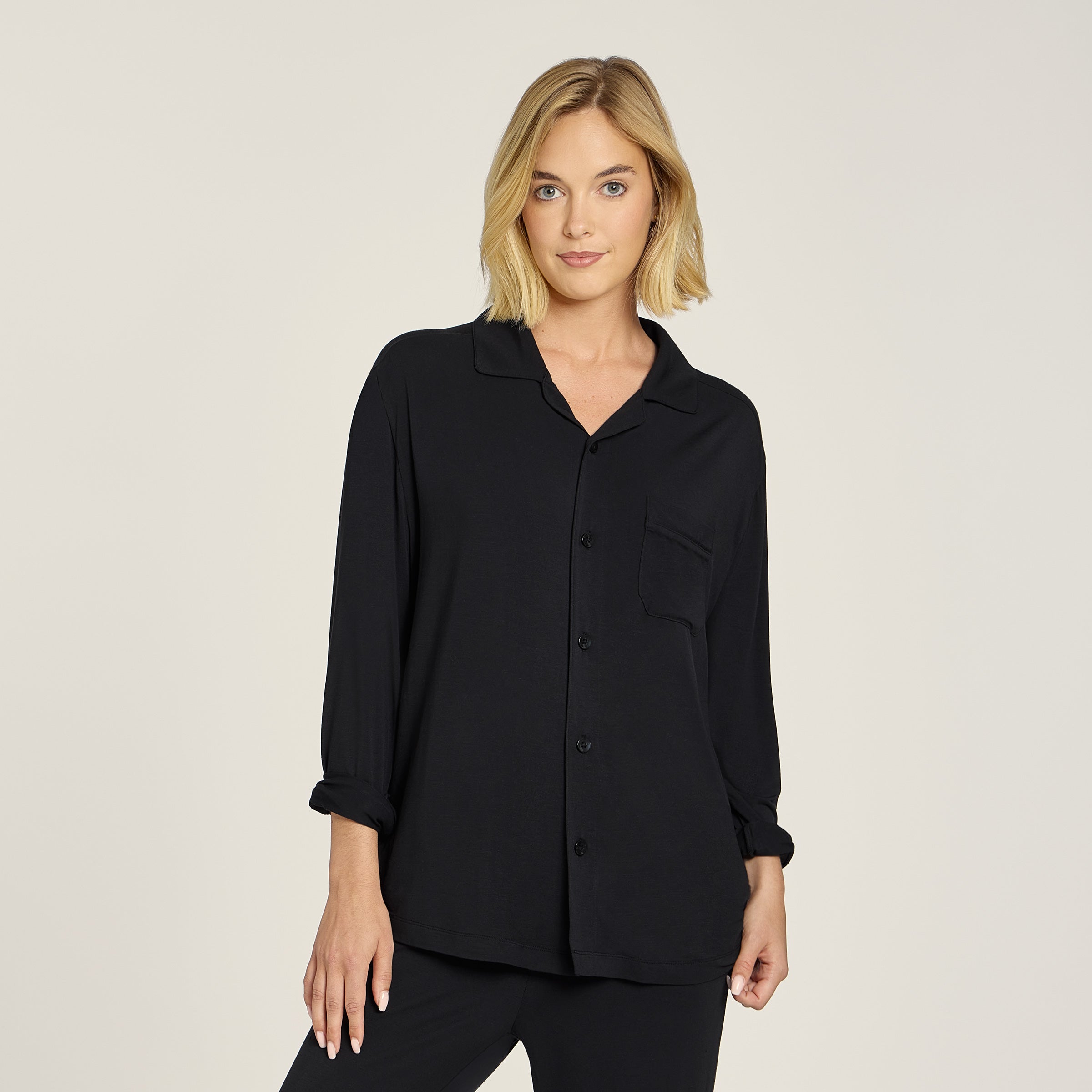 Men wearing Black Unisex Pajama Shirt