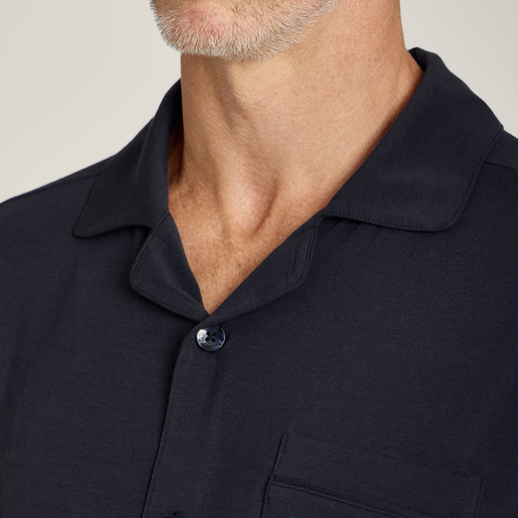 Men wearing Navy Unisex Pajama Shirt