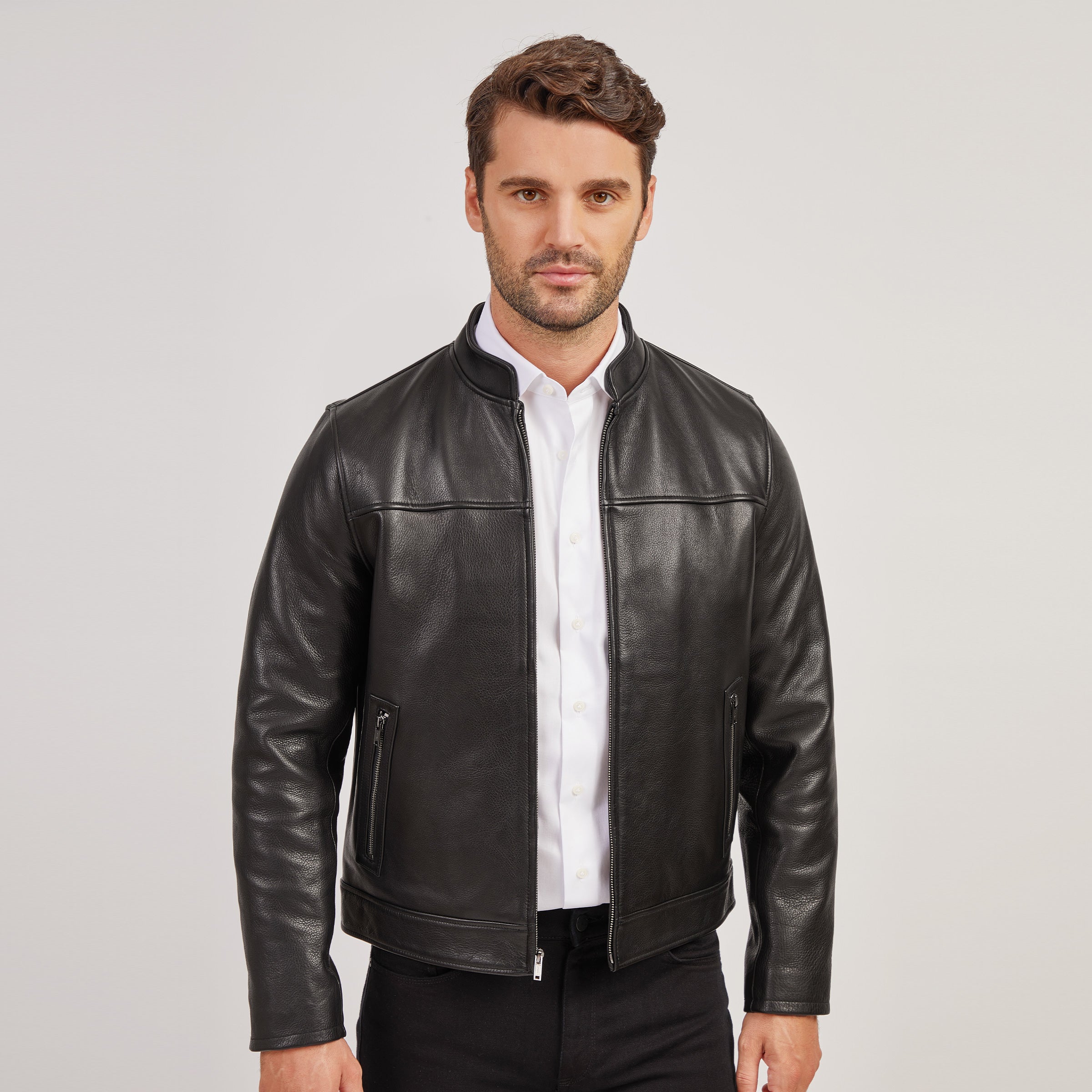 Men's Leather Racer Jacket Mott Bow