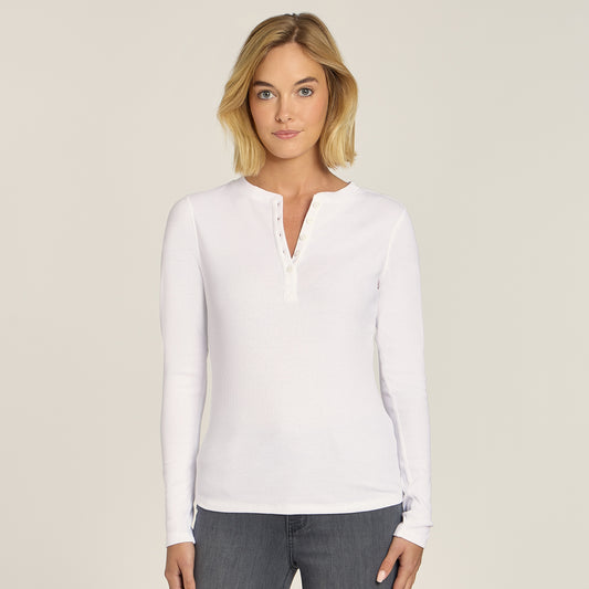 Long Sleeve Rib Henley Tee  Crew tees