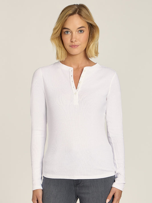 Long Sleeve Rib Henley Tee  Crew tees