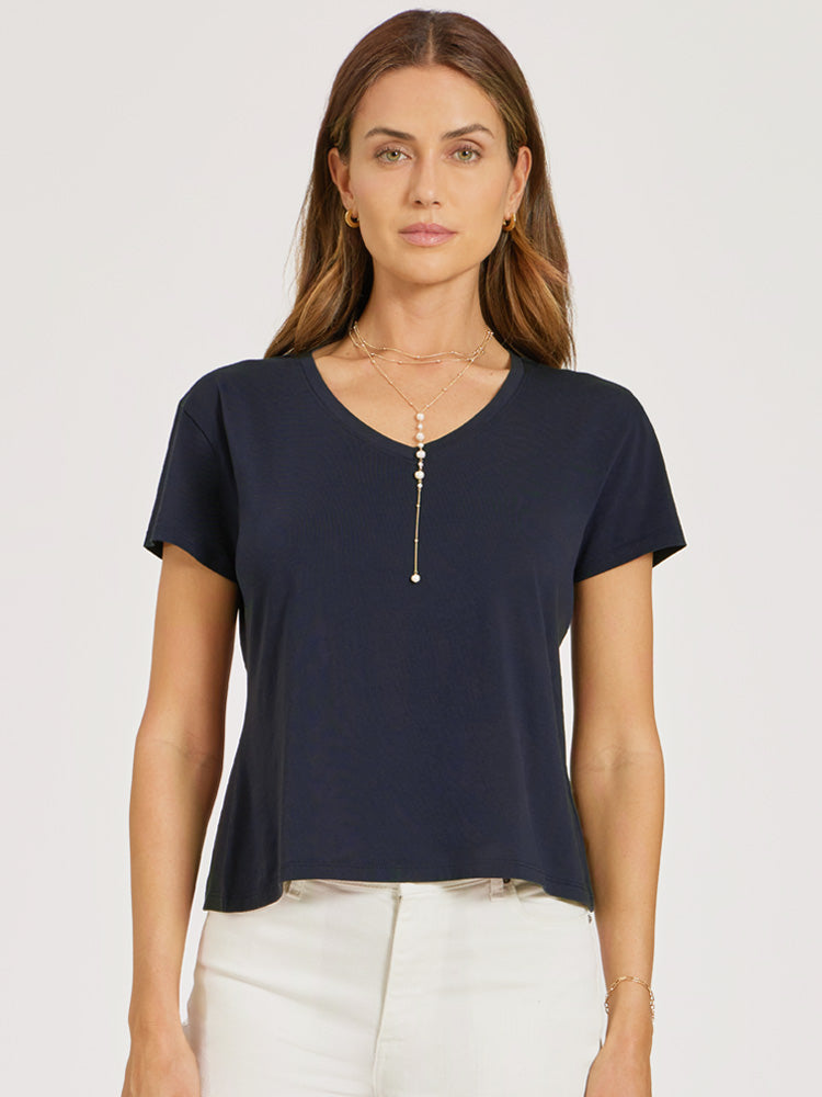 womens cotton relaxed vneck