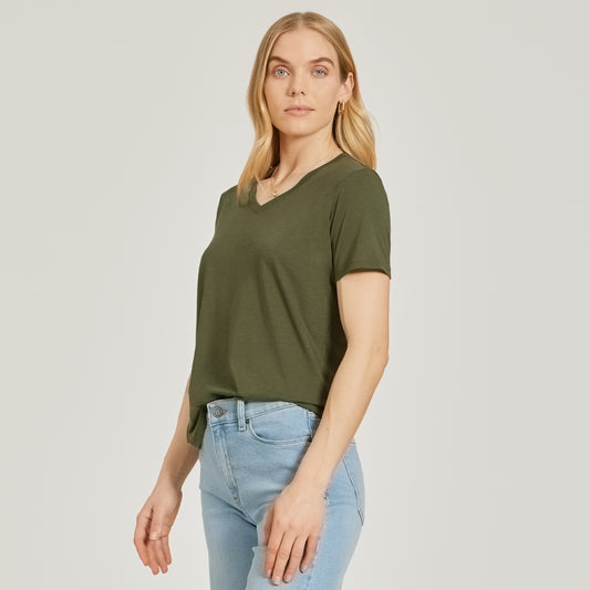 Relaxed V-Neck Marcy Tee Military Green V-Neck tees