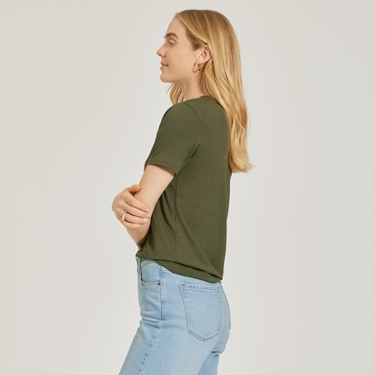 Relaxed V-Neck Marcy Tee Military Green V-Neck tees