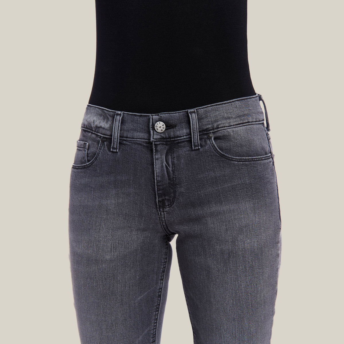 Women wearing Bleu Graphite Allen Mid Rise Slim Straight Jeans
