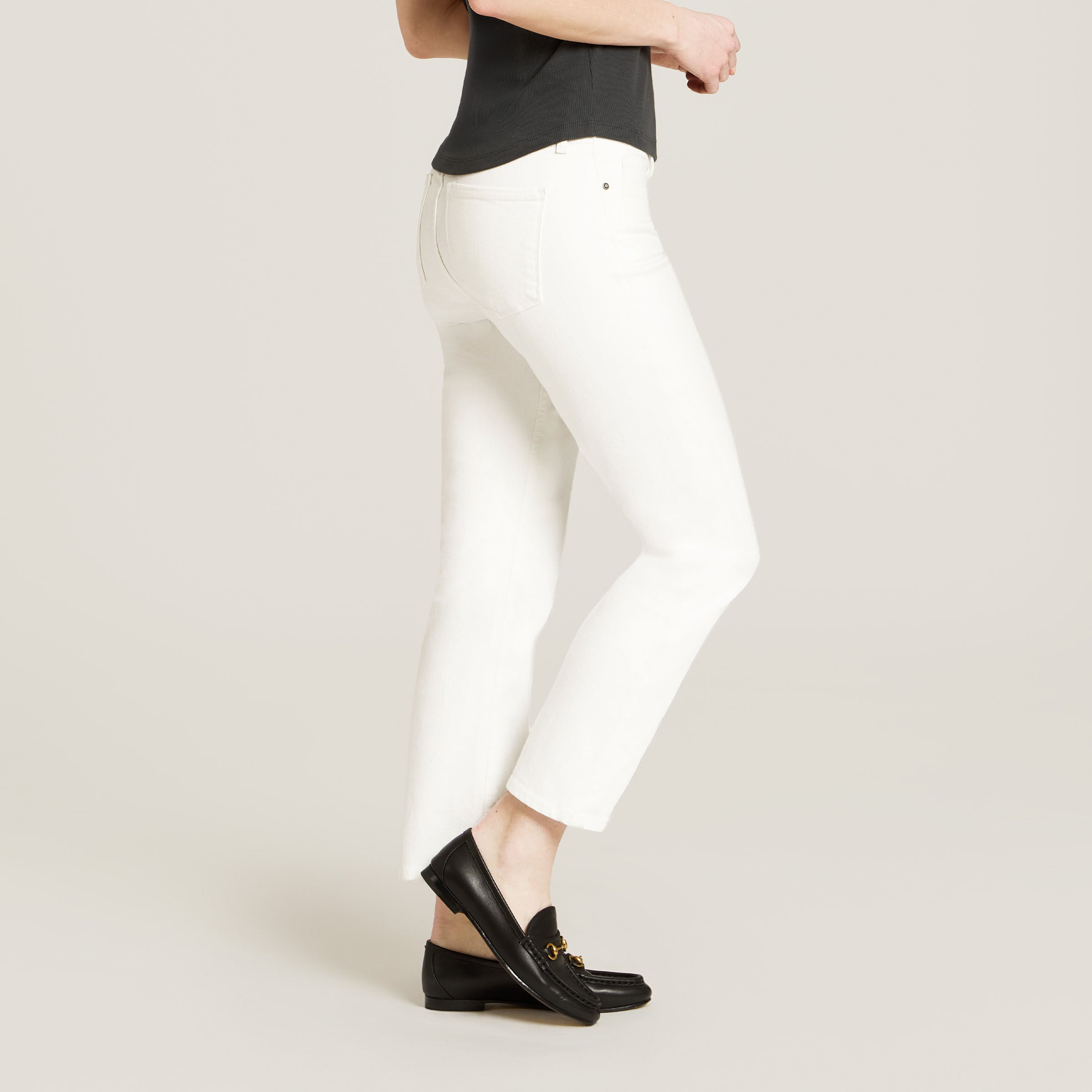 Women wearing White Mid Rise Slim Straight Lloyd